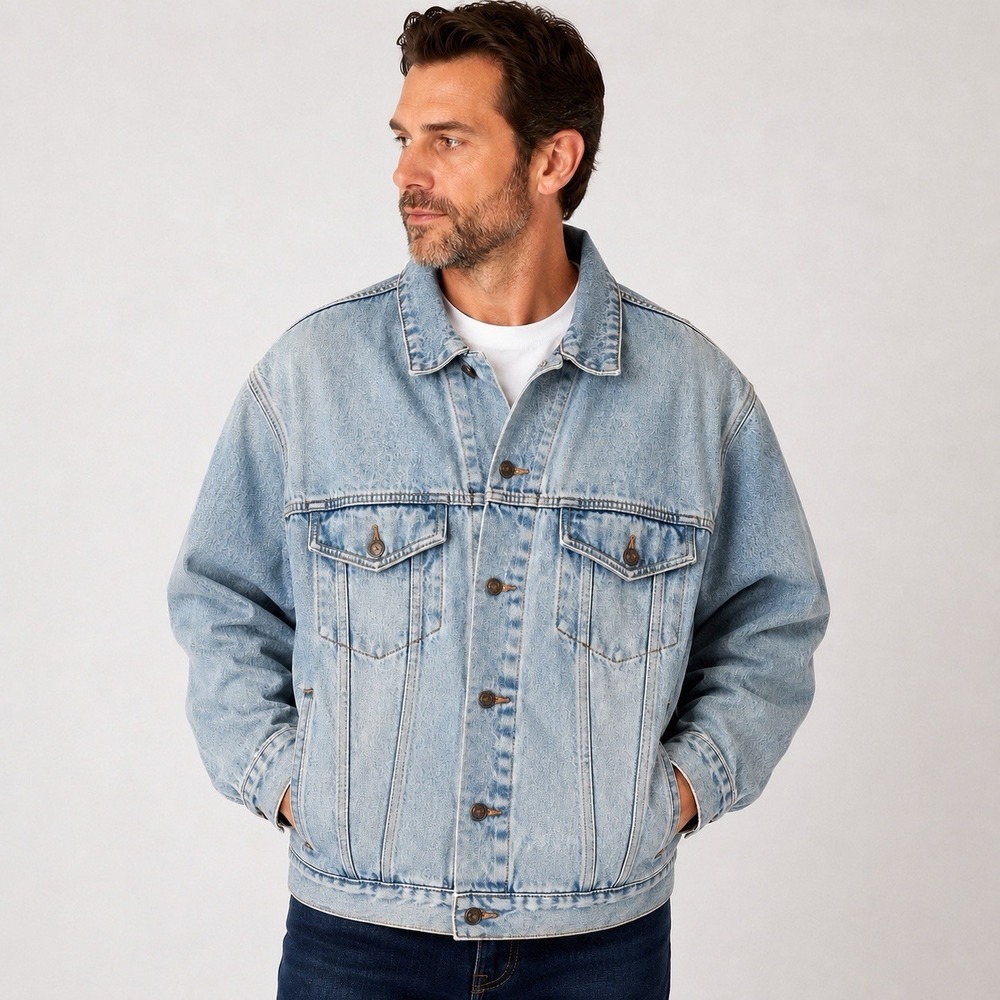Vintage Jordache Denim Jacket XXL Light Wash Trucker Button Front Men's